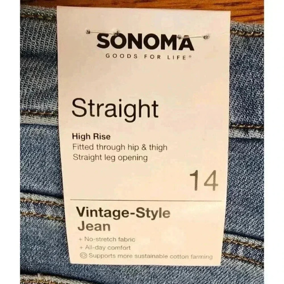 NWT Sonoma Vintage Style Blue Jeans Straight Hi Rise Size 14 - Picture 3 of 8